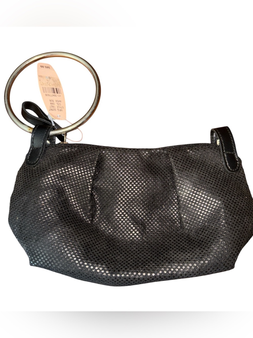Victoria's Secret Black Textured Ring-Handle Wristlet